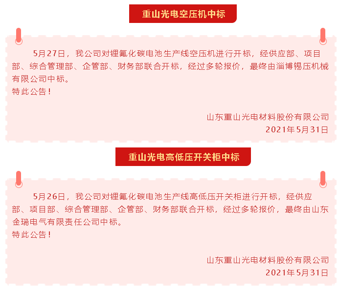 【中標(biāo)公告】重山光電52