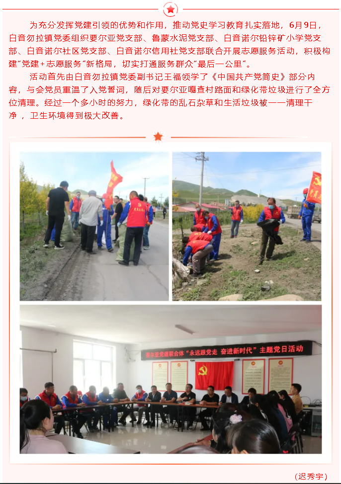 黨建聯(lián)合聚合力  志愿服務(wù)暖人心  ----魯蒙水泥黨支部開展志愿服務(wù)活動(dòng)98