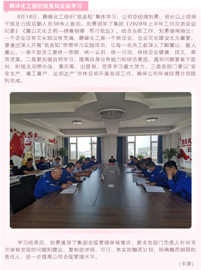 鵬峰化工組織致良知集體學(xué)習(xí)50