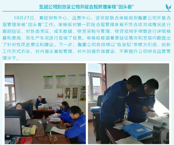 集團(tuán)公司到魯蒙公司開(kāi)展合規(guī)管理審核“回頭看”93