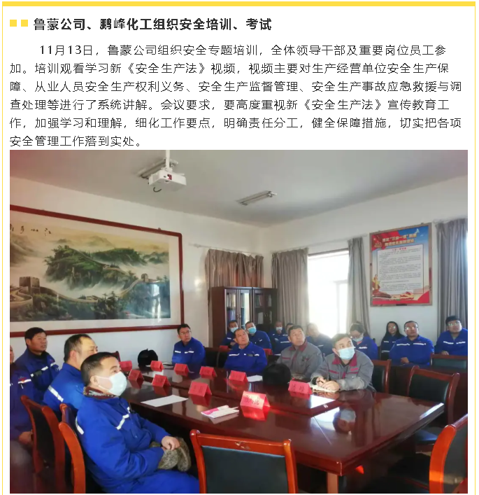 魯蒙公司、鵬峰化工組織安全培訓(xùn)、考試8